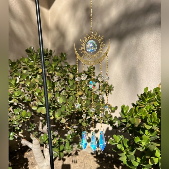 Sun Moon Crystal Wind Chime Pendant for Home Decor Outdoor Garden Sunca… - Picture 5 of 5